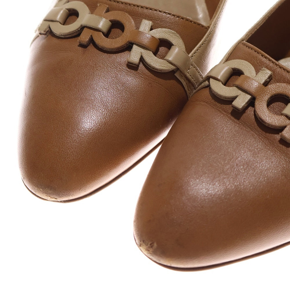 FERRAGAMO(フェラガモ) ガンチーニ レザー バイカラー パンプス シューズ ベージュ/ブラウン レディース