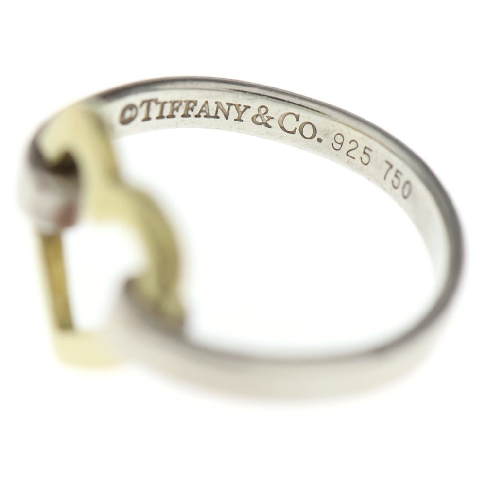 TIFFANY & Co.(ティファニー) Sv925×K18 オープンハート リング 指輪 シルバー×ゴールド 2.2g レディース