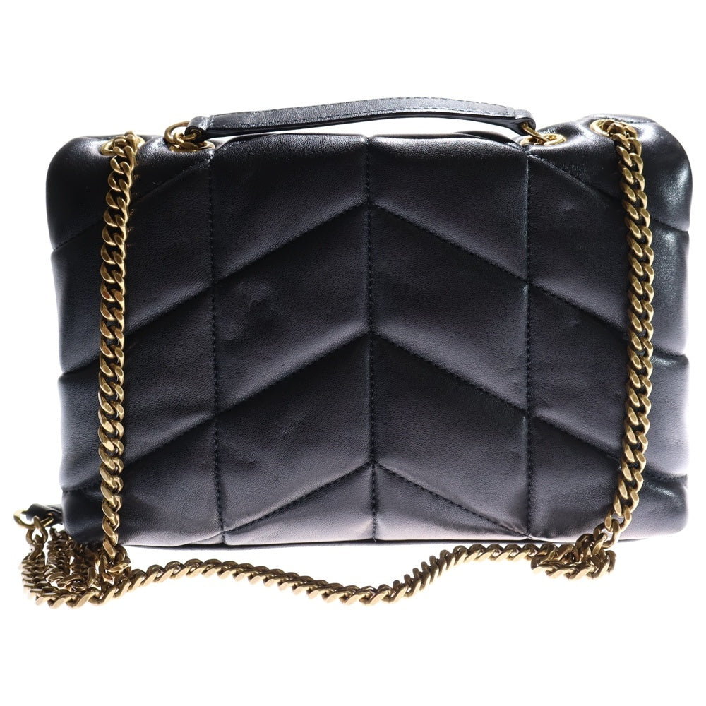 SAINT LAURENT PARIS(サンローランパリ) パファートイショルダーバッグ チェーンバッグ ハンドバッグ ブラック レザー 759337 ゴールド金具 レディース