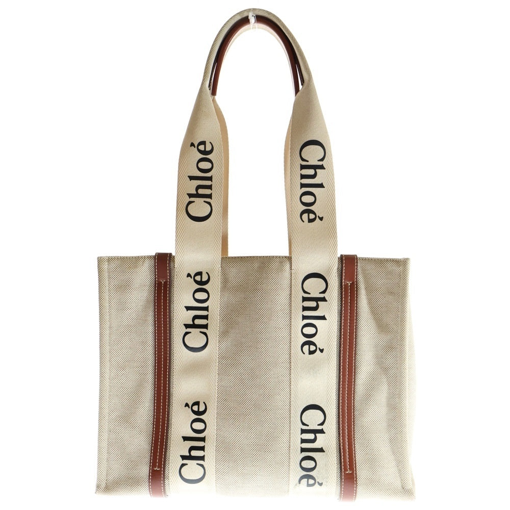 Chloe(クロエ) ウッディ ミディアム トートバッグ ベージュ キャンバス レディース