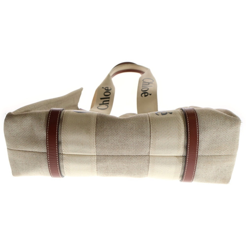 Chloe(クロエ) ウッディ ミディアム トートバッグ ベージュ キャンバス レディース