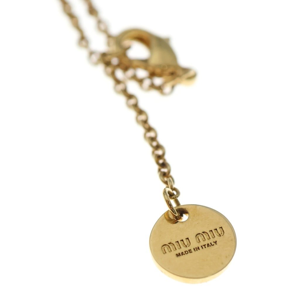 miumiu(ミュウミュウ) ラインストーン ネックレス ペンダント チェーン ゴールド GP レディース