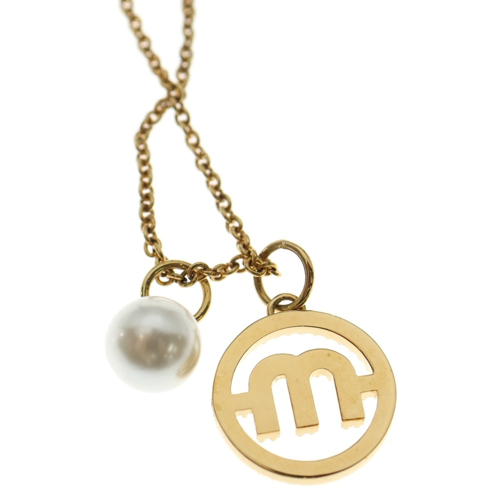 miumiu(ミュウミュウ) ラインストーン ネックレス ペンダント チェーン ゴールド GP レディース