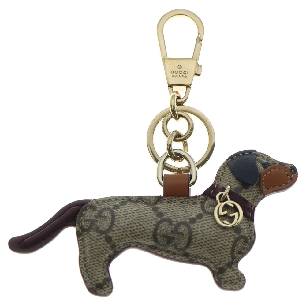 GUCCI(グッチ) ドッグ シェイプ バッグ チャーム キーリング キーホルダー ベージュ 821812 ゴールド金具