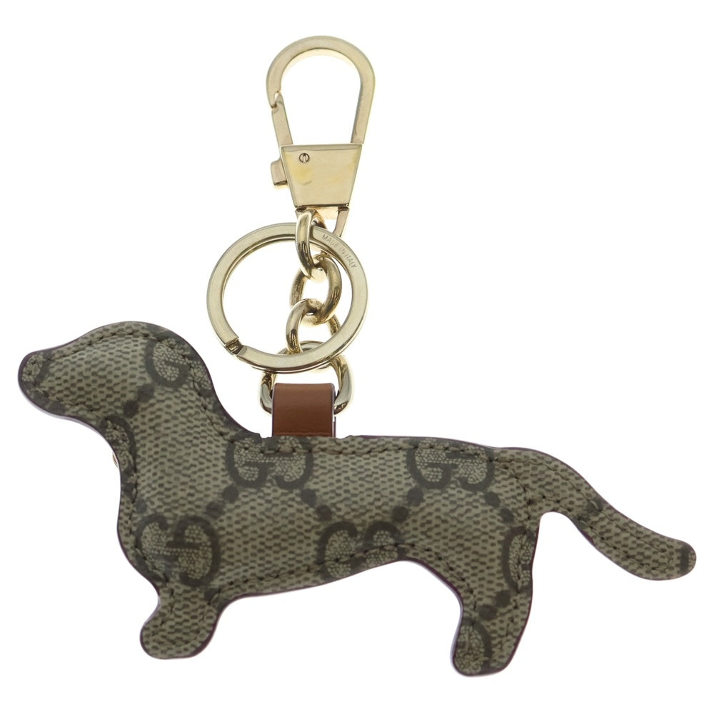 GUCCI(グッチ) ドッグ シェイプ バッグ チャーム キーリング キーホルダー ベージュ 821812 ゴールド金具