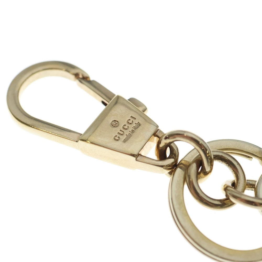 GUCCI(グッチ) ドッグ シェイプ バッグ チャーム キーリング キーホルダー ベージュ 821812 ゴールド金具