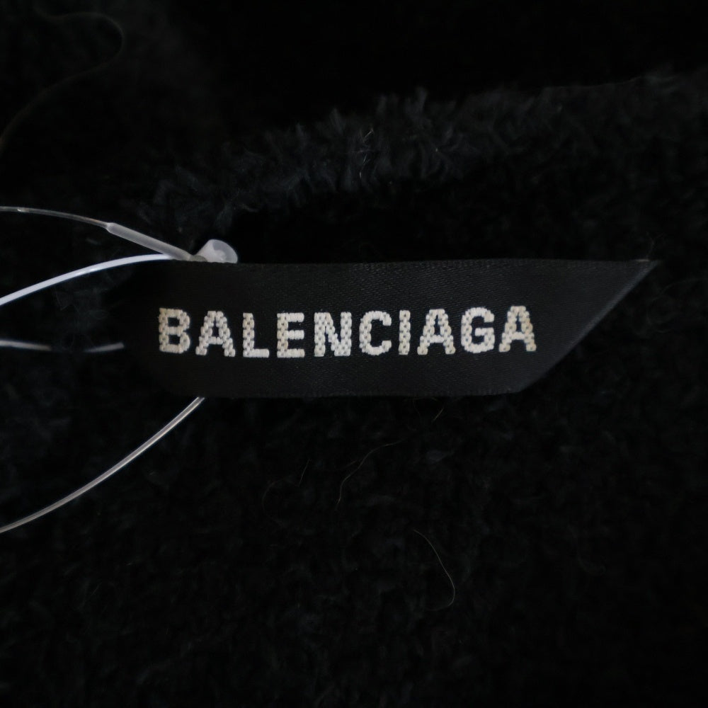 BALENCIAGA(バレンシアガ) エンブレム BBロゴ刺繍 クルーネック プルオーバー 長袖ニット セーター ブラック 651106 レディース