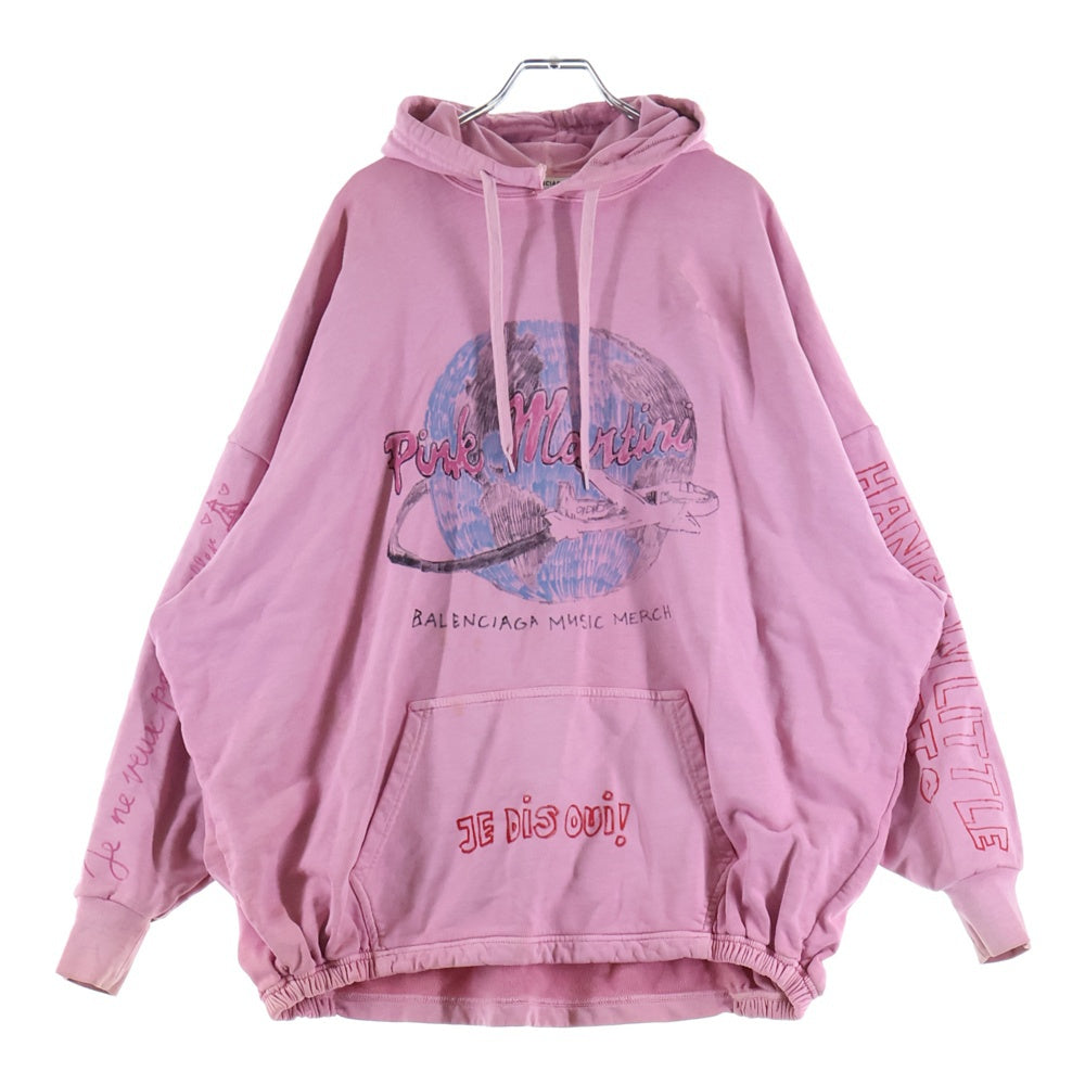 BALENCIAGA(バレンシアガ) 22AW Pink Martini ピンク マティーニ グラフィックプリント プルオーバー スウェットパーカー フーディー ピンク 697971 レディース