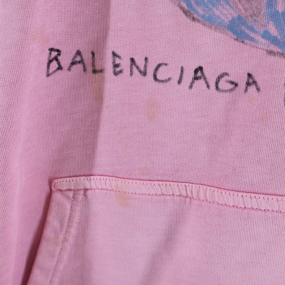 BALENCIAGA(バレンシアガ) 22AW Pink Martini ピンク マティーニ グラフィックプリント プルオーバー スウェットパーカー フーディー ピンク 697971 レディース