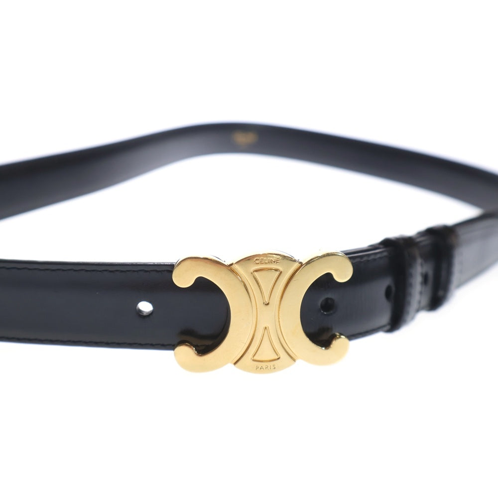 CELINE(セリーヌ) トリオンフ レザー ベルト ブラック ゴールド金具