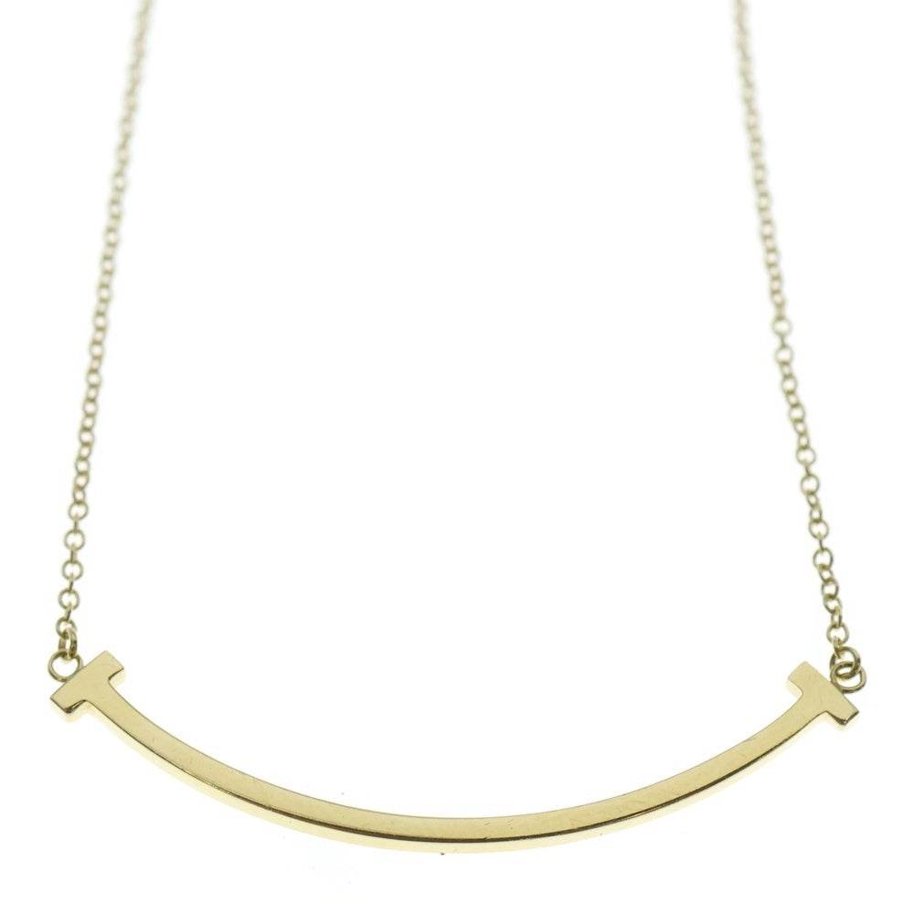 TIFFANY & Co.(ティファニー) Au750YG Tスマイル ネックレス ペンダント チェーン ゴールド スモール 2.9g レディース