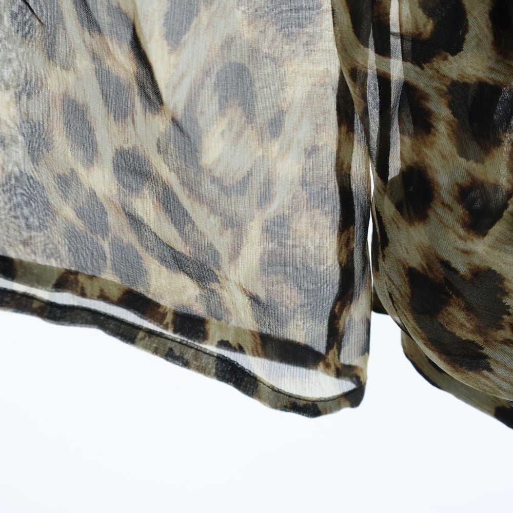 CELINE(セリーヌ) レオパード総柄 シルク シースルー トップス ブラウン レディース 2B077213D