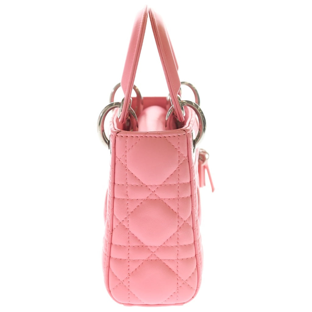 Christian Dior(クリスチャンディオール) レディディオール マイクロ ピンク レザー ハンドバッグ 2wayショルダーバッグ シルバー金具 レディース