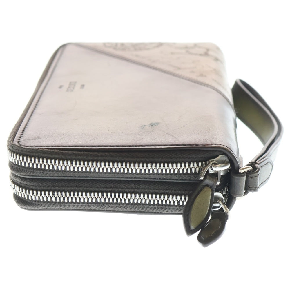 Berluti(ベルルッティ) タリ マキシウォレット ロングウォレット 長財布 カードケース グリーン×ベージュ スクリットレザー シルバー金具 レディース