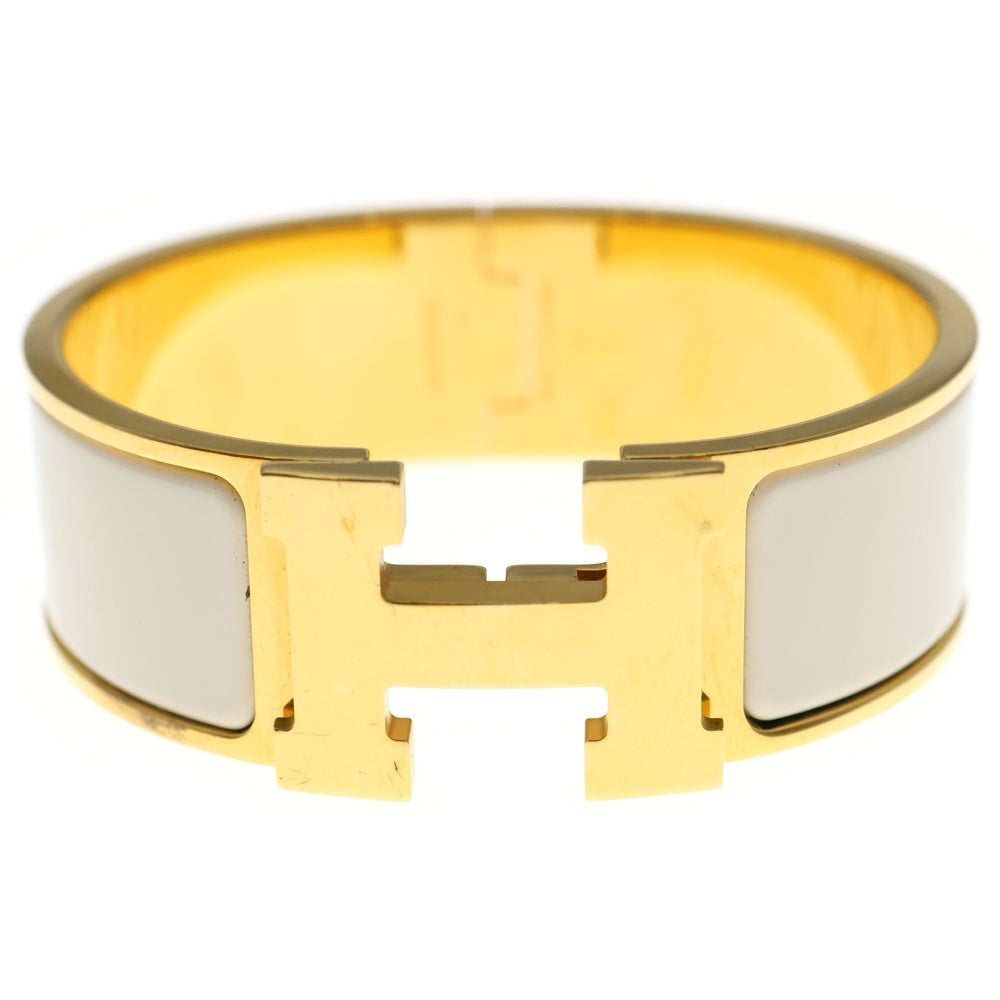 HERMES(エルメス) クリッククラックGM バングル ブレスレット ホワイト×ゴールド