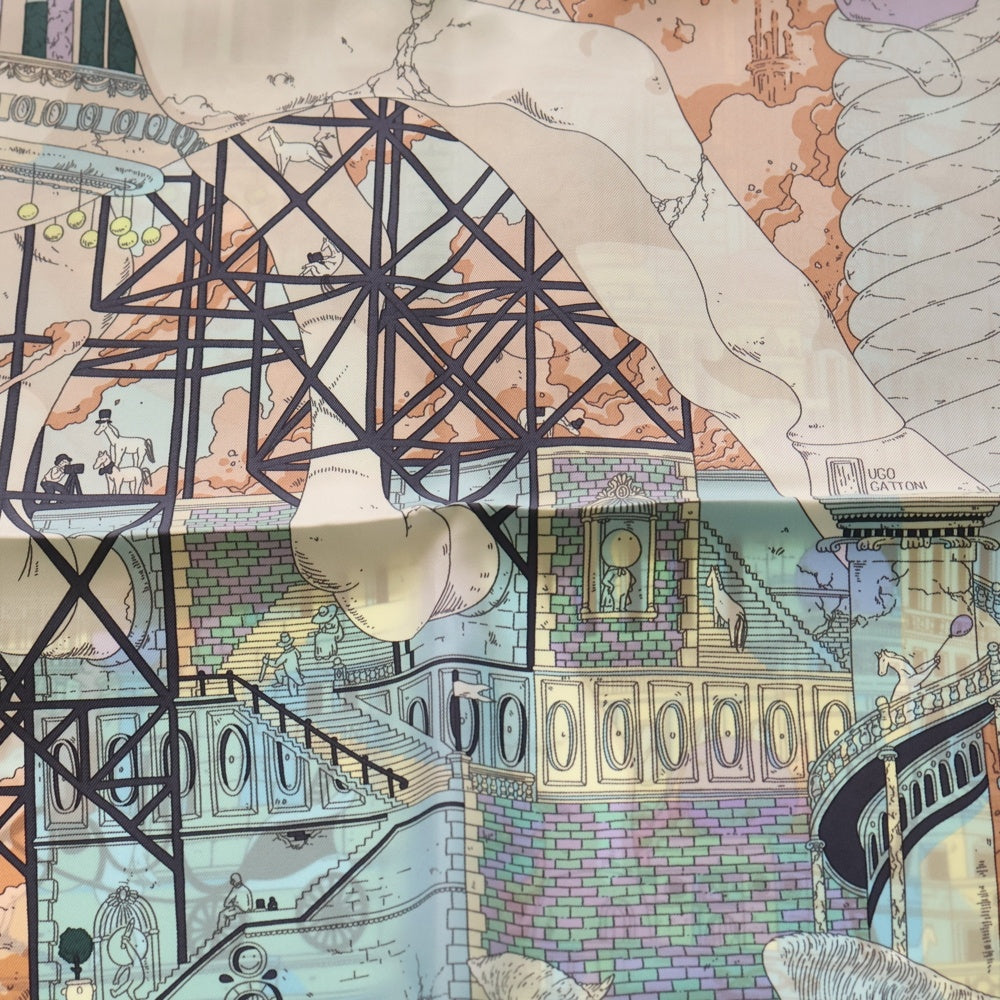 HERMES(エルメス) カレ90 イポポリス シルクスカーフ マルチカラー パステルカラー レディース