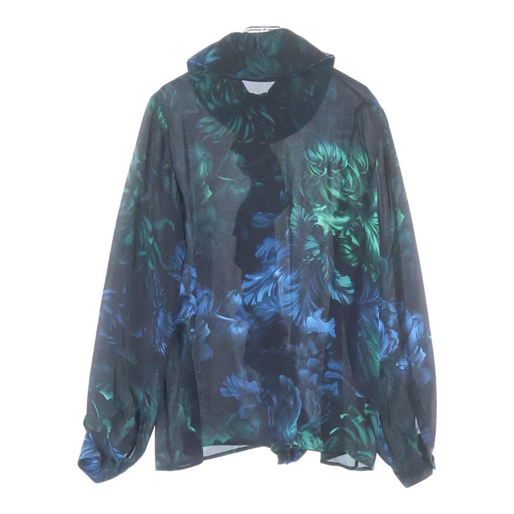 GUCCI(グッチ) フラワー総柄プリント ギャザーカラー シルクブラウス シャツ ブラック レディース 300585