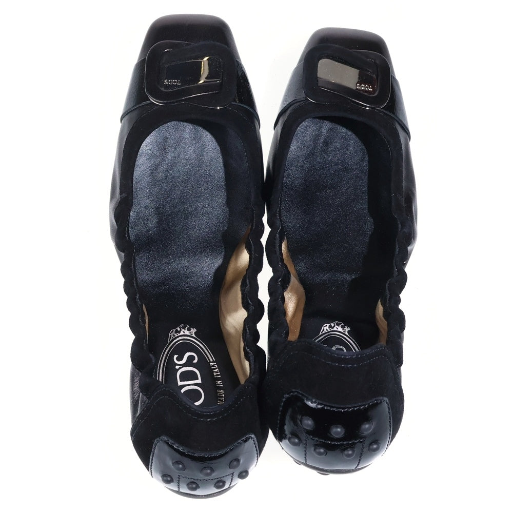 TOD'S(トッズ) ロゴプレート レザー フラットシューズ ブラック レディース