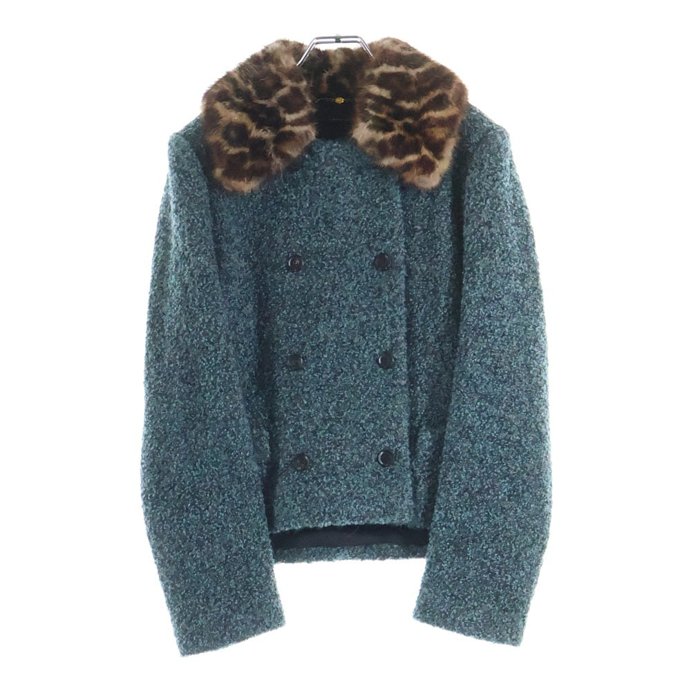 GUCCI(グッチ) アルパカウール レオパードカラー ダブルブレストニットジャケット ブルー 323291 ZAZ15 レディース