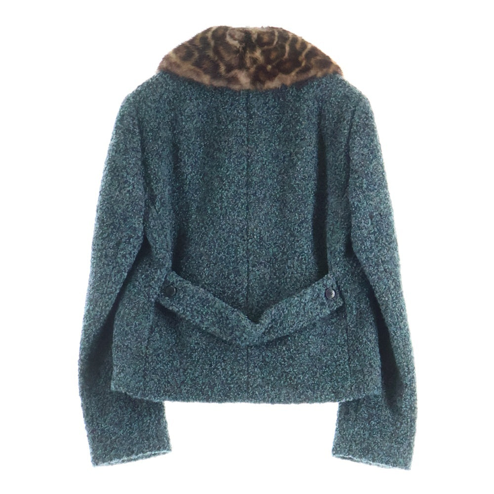 GUCCI(グッチ) アルパカウール レオパードカラー ダブルブレストニットジャケット ブルー 323291 ZAZ15 レディース