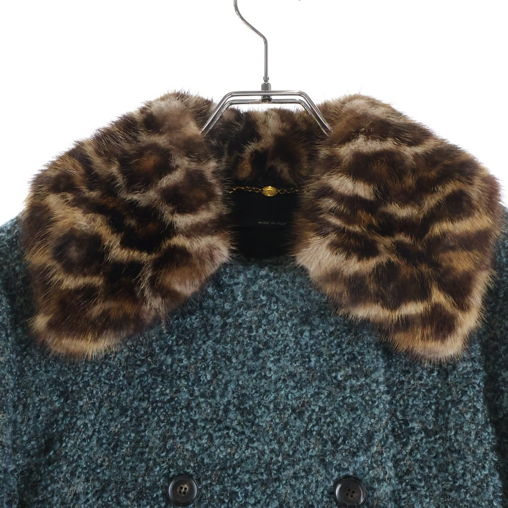 GUCCI(グッチ) アルパカウール レオパードカラー ダブルブレストニットジャケット ブルー 323291 ZAZ15 レディース