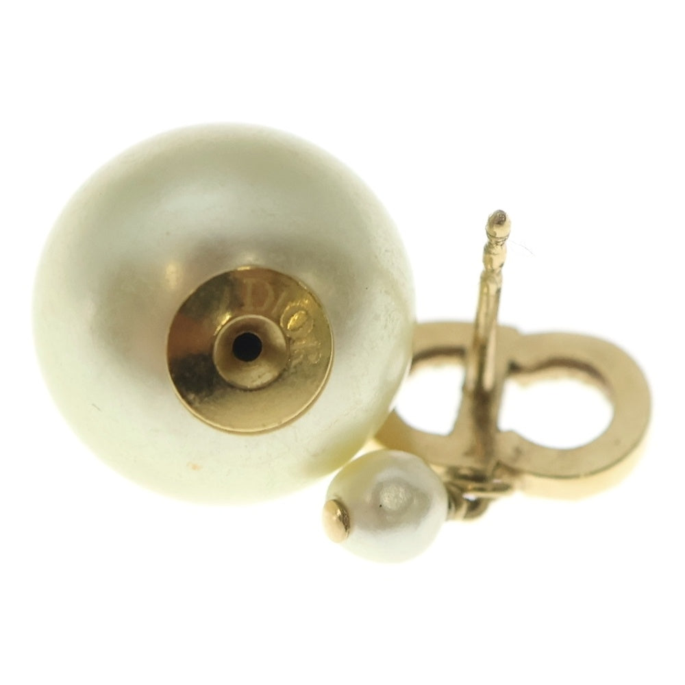 Christian Dior(クリスチャンディオール) CDロゴ ラインストーン パールピアス ゴールド GP レディース