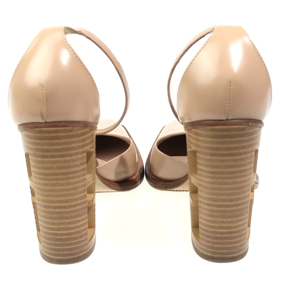 FENDI(フェンディ) FFロゴカットデザインヒール アンクルストラップパンプス ベージュ レディース