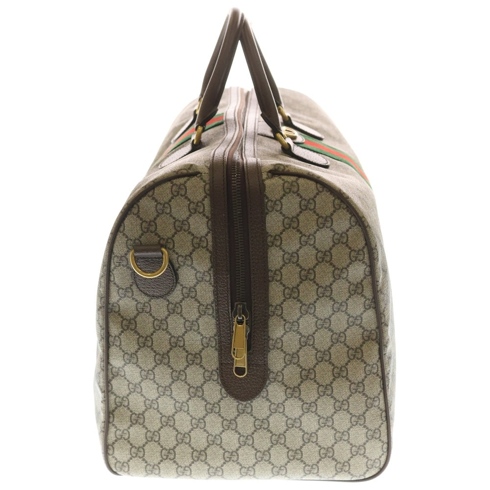 GUCCI(グッチ) オフディア ダッフルバッグ ラージ GGスプリーム シェリーライン ボストンバッグ ブラウン 834460