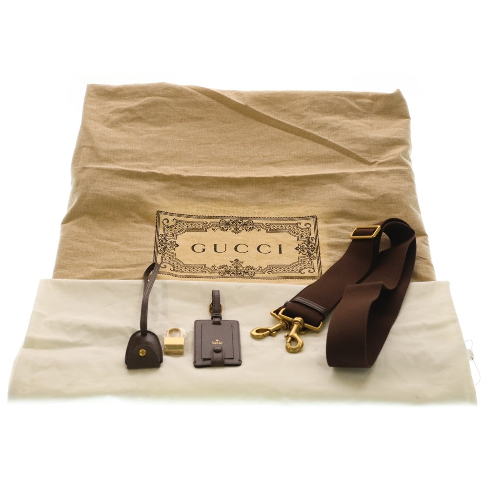 GUCCI(グッチ) オフディア ダッフルバッグ ラージ GGスプリーム シェリーライン ボストンバッグ ブラウン 834460