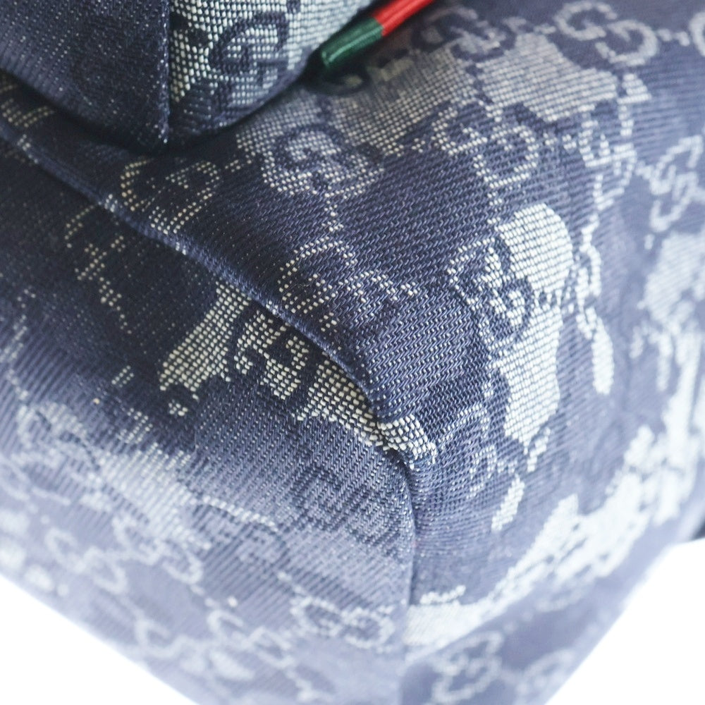 GUCCI(グッチ) GGデニム ラージ バックパック リュックサック ネイビー デニム×レザー 849008 シルバー金具 レディース