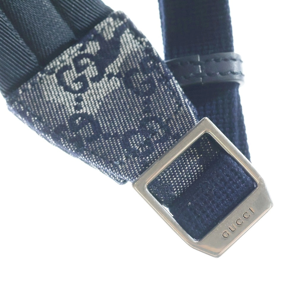 GUCCI(グッチ) GGデニム ラージ バックパック リュックサック ネイビー デニム×レザー 849008 シルバー金具 レディース