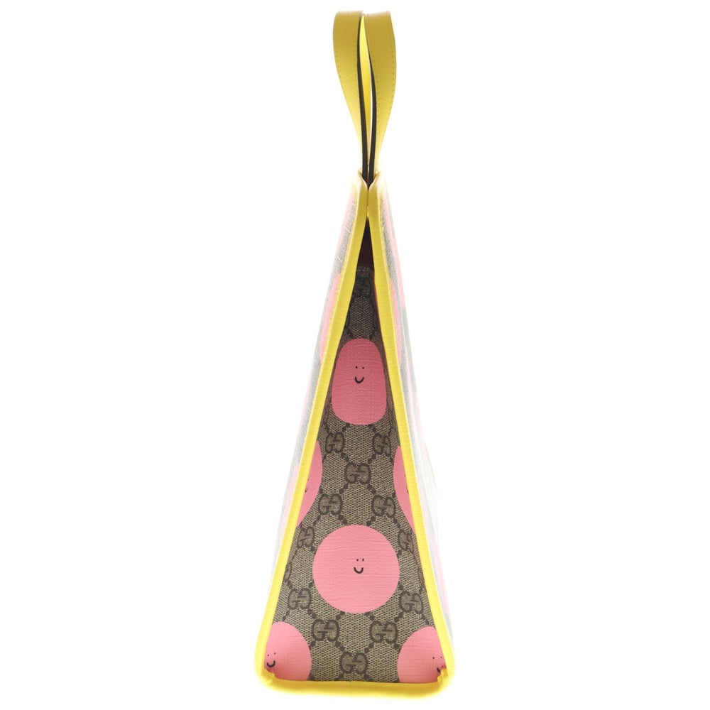 GUCCI(グッチ) GG プリント チルドレンズ トートバッグ ハンドバッグ ベージュ×イエロー レザー×PVC 605614 シルバー金具 レディース