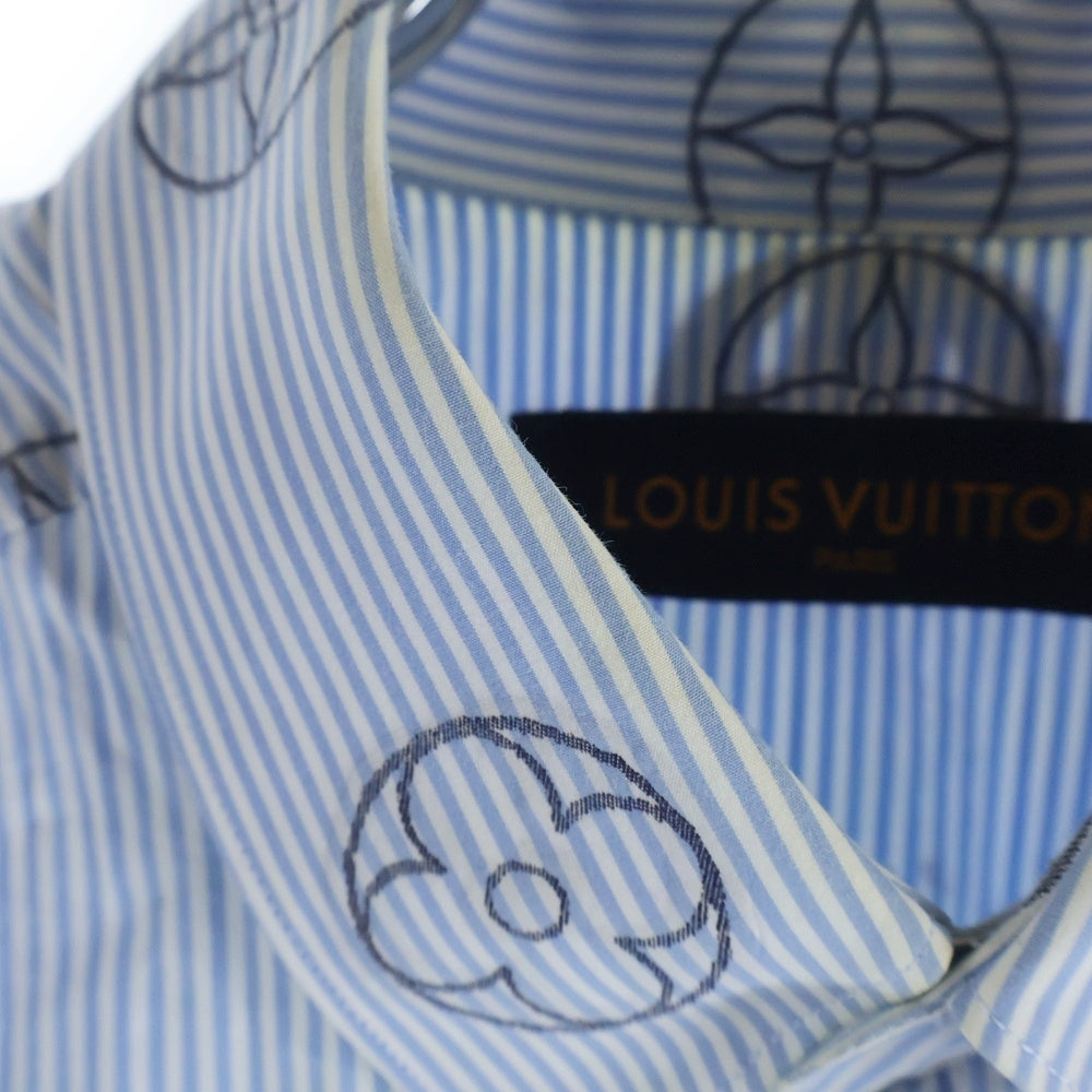 LOUIS VUITTON(ルイヴィトン) 21SS モノグラム総柄ストライプ長袖シャツ ライトブルー RM211M ZQJ HKS17W