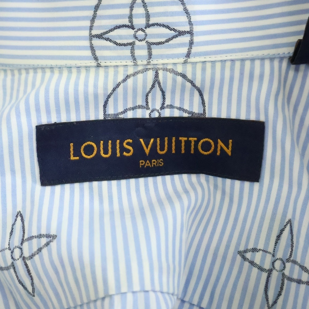 LOUIS VUITTON(ルイヴィトン) 21SS モノグラム総柄ストライプ長袖シャツ ライトブルー RM211M ZQJ HKS17W