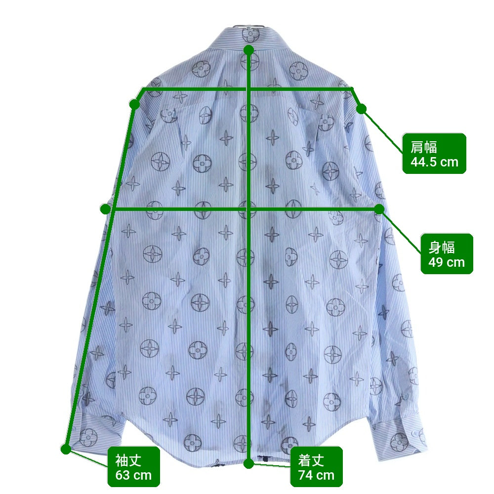 LOUIS VUITTON(ルイヴィトン) 21SS モノグラム総柄ストライプ長袖シャツ ライトブルー RM211M ZQJ HKS17W
