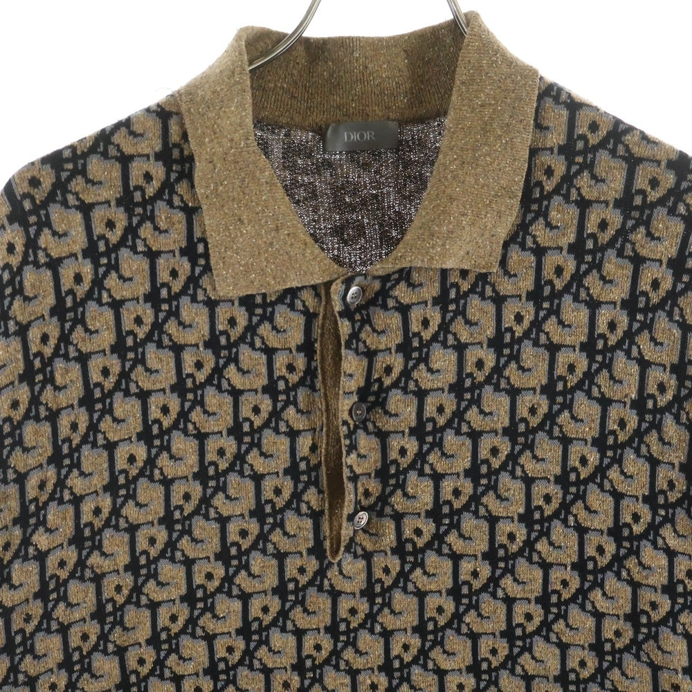 DIOR(ディオール) 22AW Cactus Jack Oversized Polo Shirt カクタス ジャック オブリーク オーバーサイズ ニット ポロシャツ ブラウン