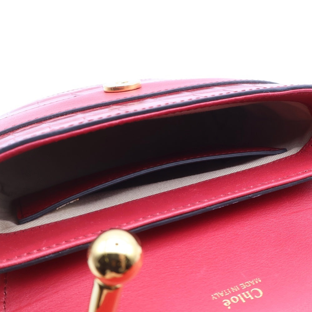 Chloe(クロエ) アビーロック チェーンショルダー レッド バック 型押しレザー レディース