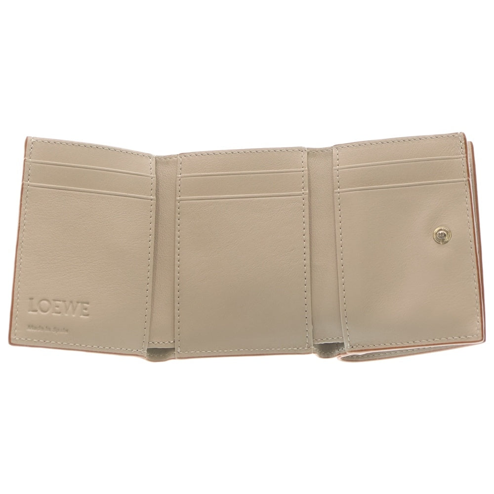 LOEWE(ロエベ) トライフォールド コンパクトウォレット ベージュ レザー 三つ折り財布