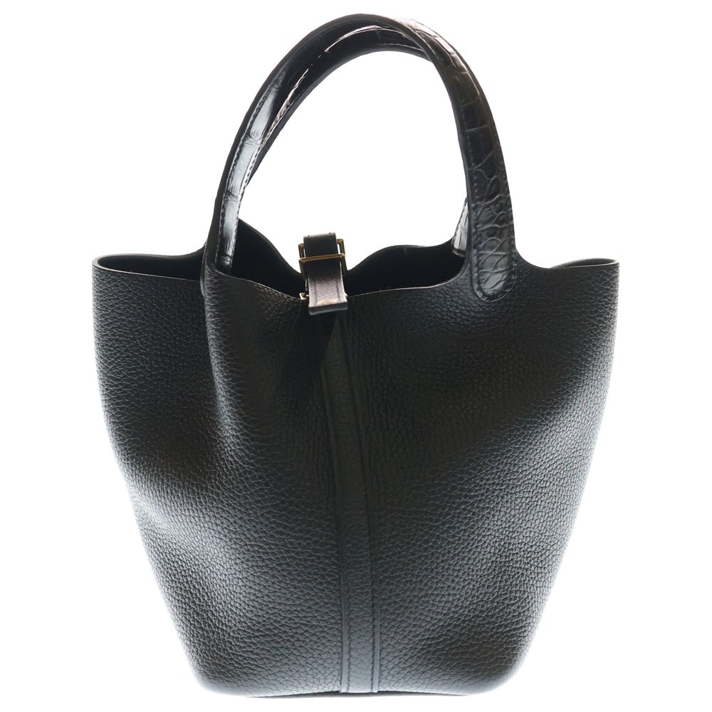 HERMES(エルメス) ピコタンロック タッチPM ブラック アリゲーター トリヨンクレマンス ハンドバッグ ゴールド金具 Y刻印