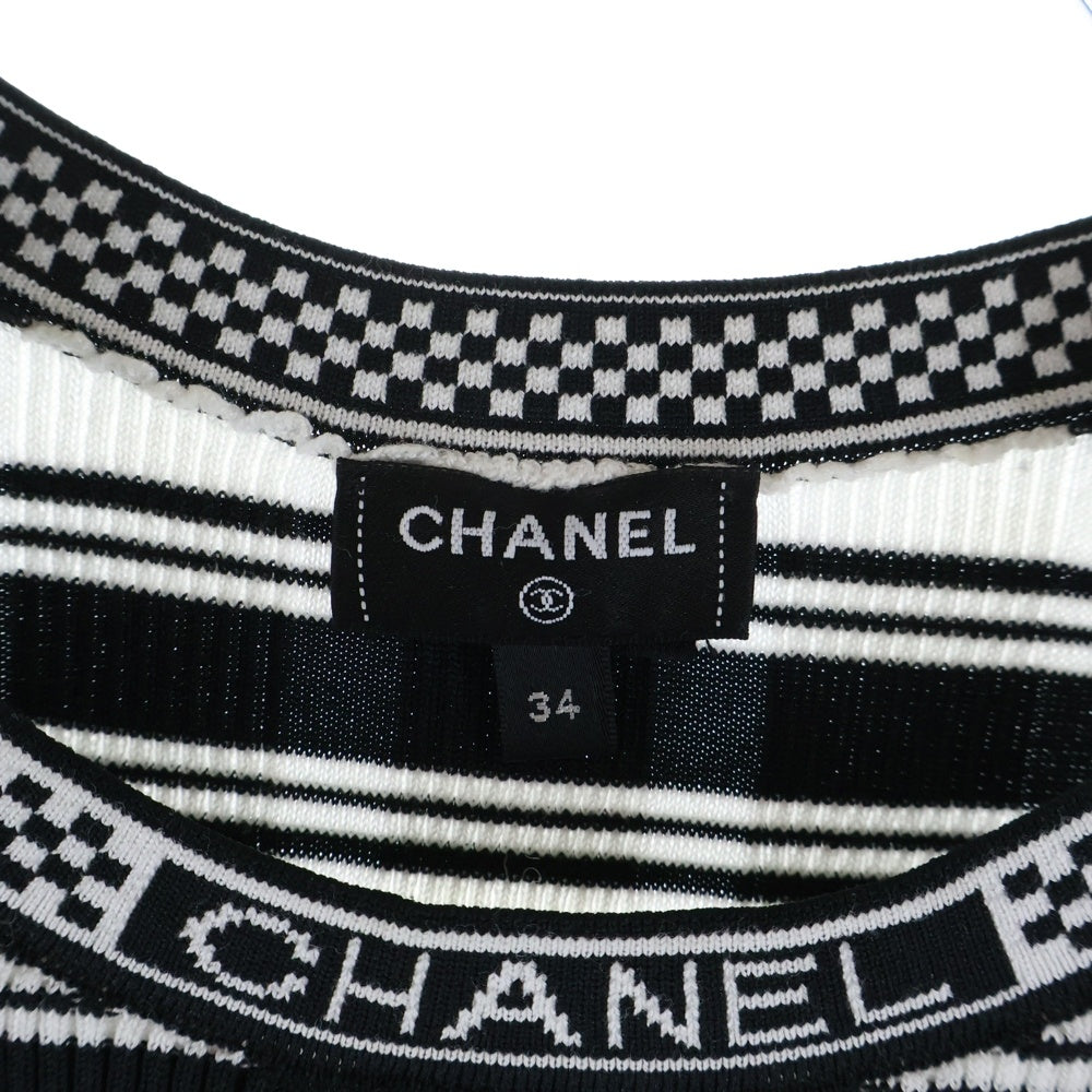 CHANEL(シャネル) ココマークプレート ボーダー ショートスリーブニット レディース