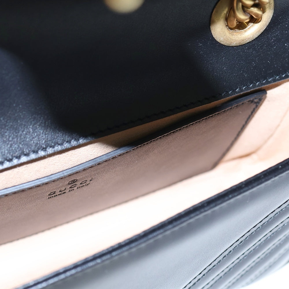 GUCCI(グッチ) GGマーモント チェーンショルダーバッグ ブラック レザー 446744 レディース