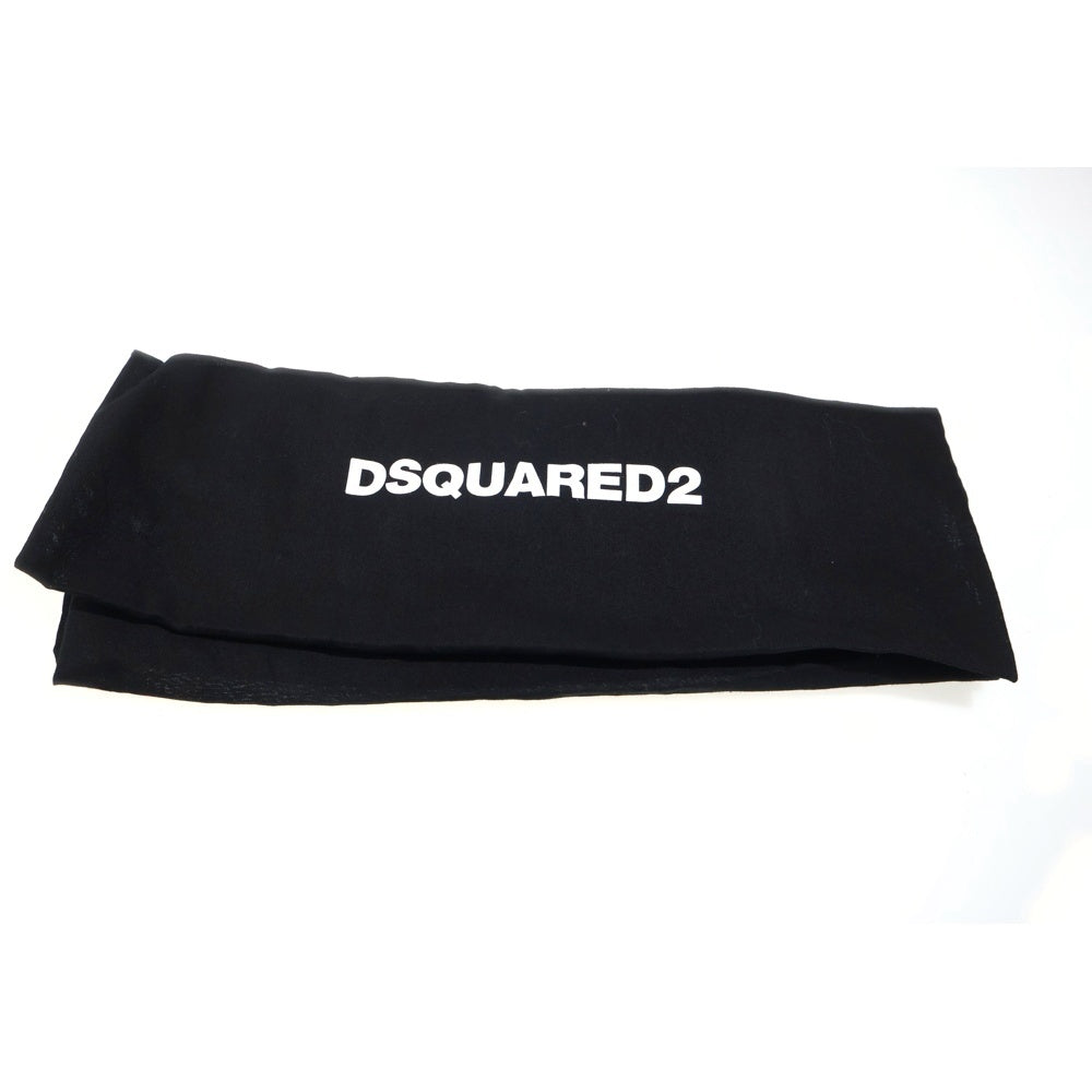 DSQUARED2(ディースクエアード) ウエスタンバックル ベルトデザイン レザー サイドジップ ヒール オープントゥ ハイカットシューズ ショートブーツ サンダル ブラック レディース