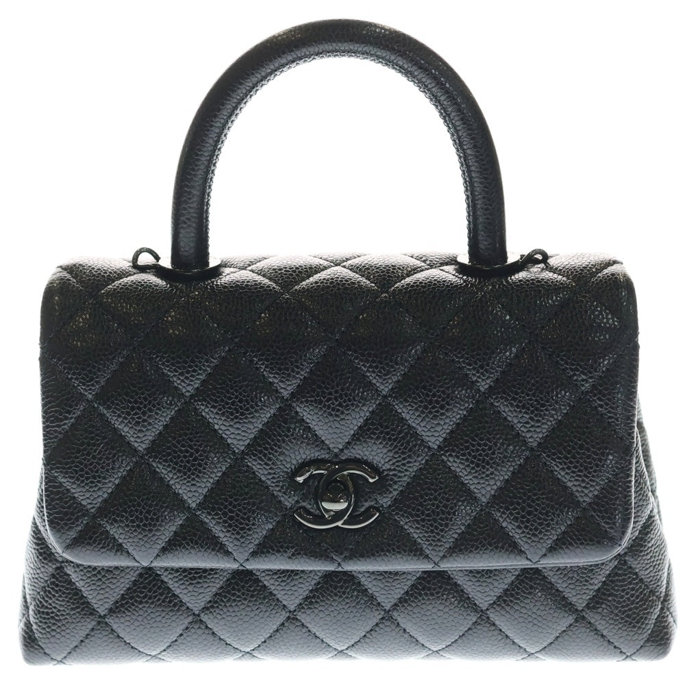 CHANEL(シャネル) ココハンドルXS マトラッセ キャビアスキン レザー ココマーク 2WAY ハンド チェーンショルダーバッグ ブラック A92990 レディース