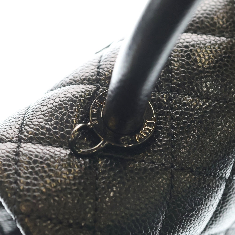 CHANEL(シャネル) ココハンドルXS マトラッセ キャビアスキン レザー ココマーク 2WAY ハンド チェーンショルダーバッグ ブラック A92990 レディース