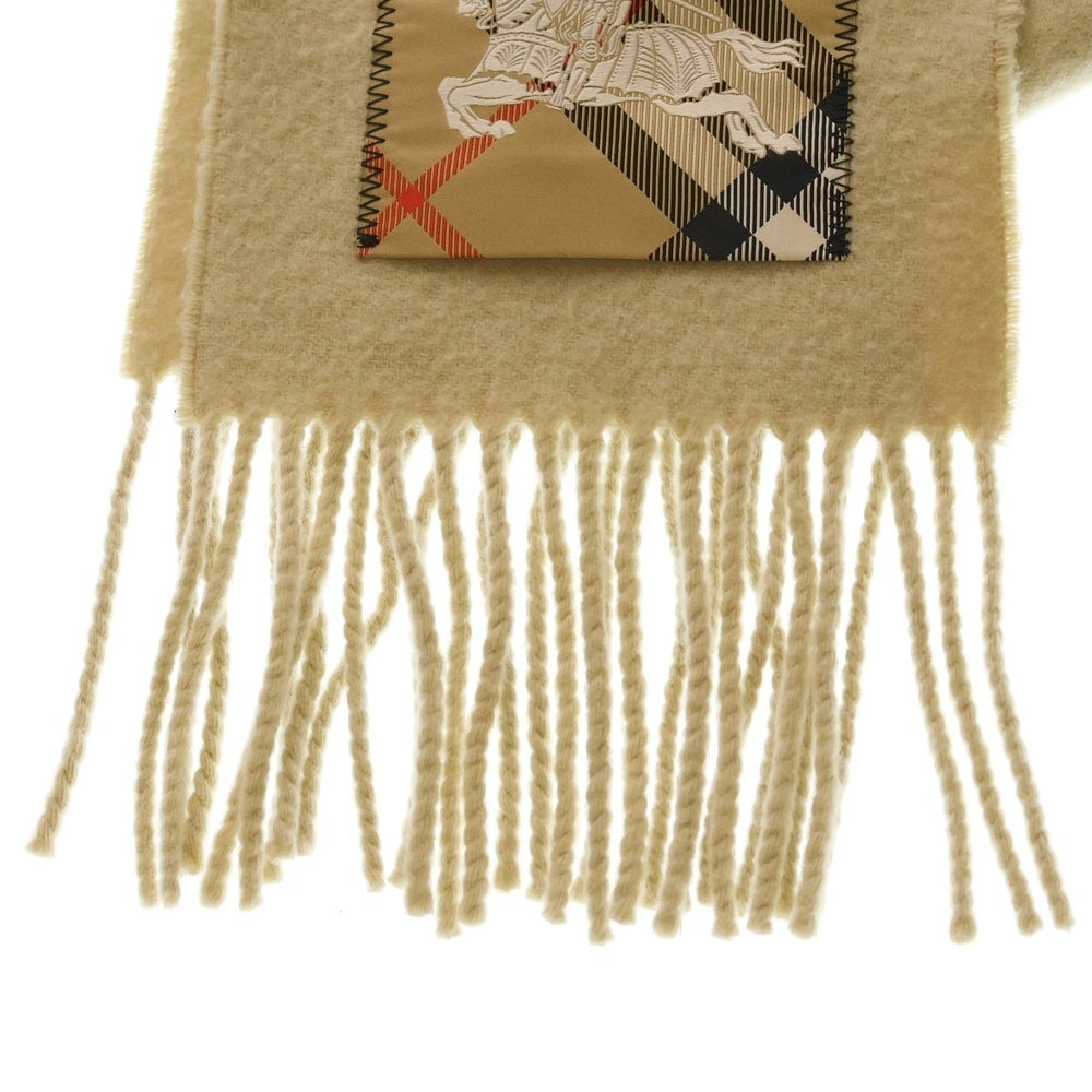 BURBERRY(バーバリー) チェック柄 ロゴパッチカシミヤマフラー ベージュ 8103995 レディース