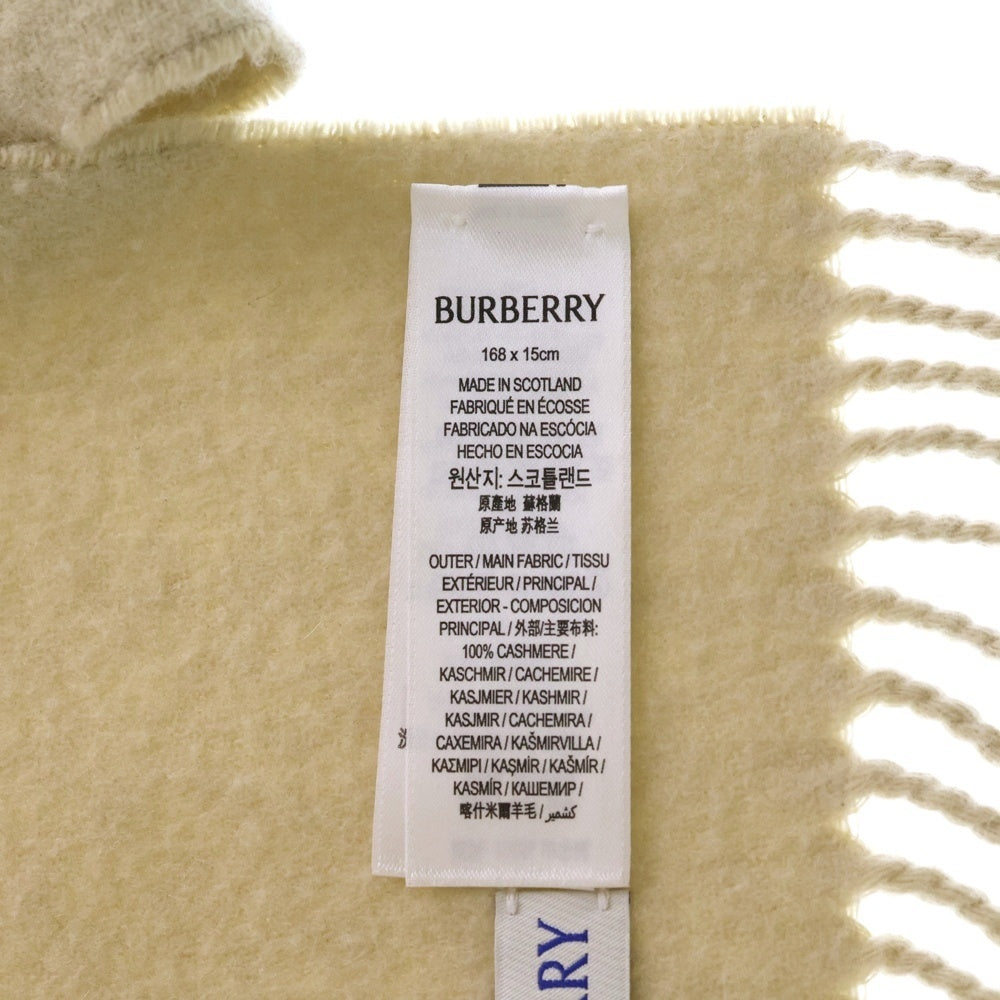 BURBERRY(バーバリー) チェック柄 ロゴパッチカシミヤマフラー ベージュ 8103995 レディース
