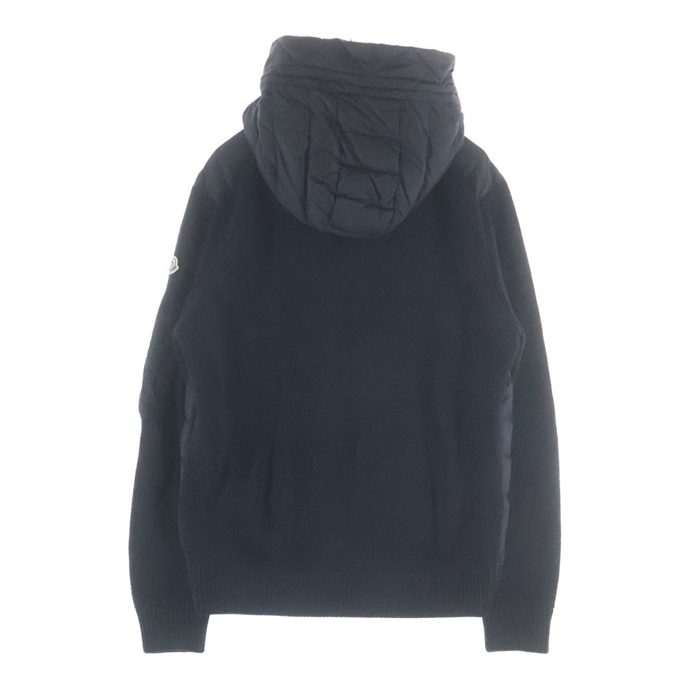 MONCLER(モンクレール) 24AW ワッペンロゴ ニット切り替え フーデッド ジップアップ ダウンジャケット ブラック J20919B50800