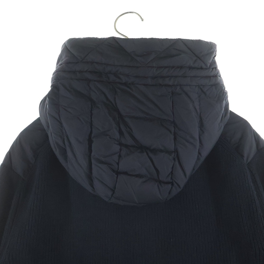MONCLER(モンクレール) 24AW ワッペンロゴ ニット切り替え フーデッド ジップアップ ダウンジャケット ブラック J20919B50800