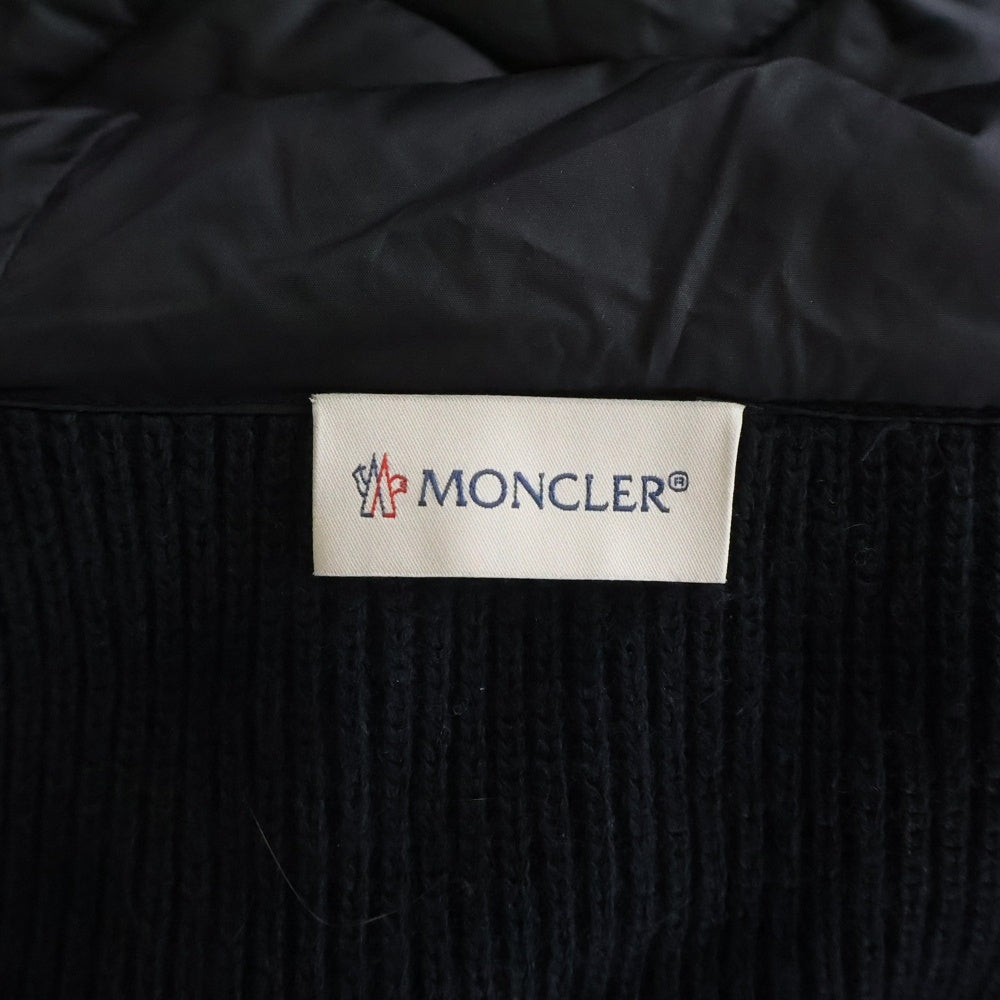 MONCLER(モンクレール) 24AW ワッペンロゴ ニット切り替え フーデッド ジップアップ ダウンジャケット ブラック J20919B50800