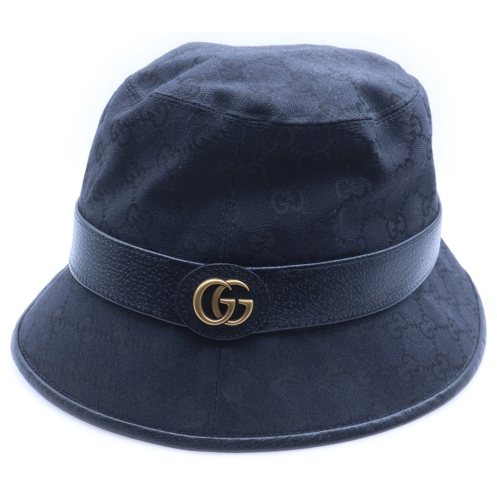 GUCCI(グッチ) GGスプリーム バケットハット ブラック キャンバス 帽子